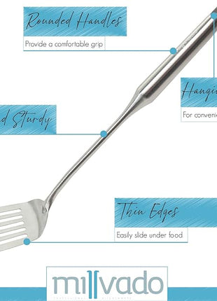 Stainless Steel Cooking Spatula,15 Inch Metal Turner, Kitchen Slotted Flipper For Grills, Camping BBQ’s, Frying Pancakes, Burgers, Large Cookware For the Professional Chef