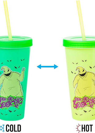 Silver Buffalo Disney Nightmare Before Christmas Character Grid 4 Pack Color Change Plastic Tumbler, 24 Ounces