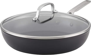 KitchenAid Hard Anodized Induction Nonstick Fry Pan/Skillet with Lid, 12.25 Inch, Matte Black