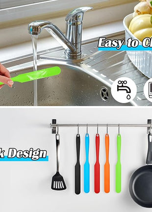 Silicone Jar Scraper Spatulas, 5pcs Heat Resistant Cake Cream Peanut Butter Spatulas Mixing Batter Scraper, 9.6 inch Nonstick Bread Spatula Rubber Kitchen Jar Blenders Scraper Long