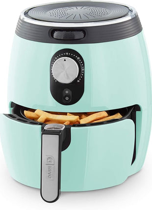 Dash Deluxe Electric Air Fryer + Oven Cooker with Temperature Control, Non-stick Fry Basket, Recipe Guide + Auto Shut off Feature, 1200-Watt, 3 Quart - Aqua