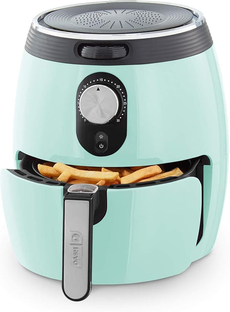 Dash Deluxe Electric Air Fryer + Oven Cooker with Temperature Control, Non-stick Fry Basket, Recipe Guide + Auto Shut off Feature, 1200-Watt, 3 Quart - Aqua