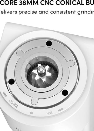 Burr Coffee Grinder,Wirsh Electric Single Dose Coffee Grinder Geimori GU38 with 38mm 6-Core Conical Burr,Stepless Adjustment for Espresso,Drip,French Press,Cold Brew,Bellows Included.