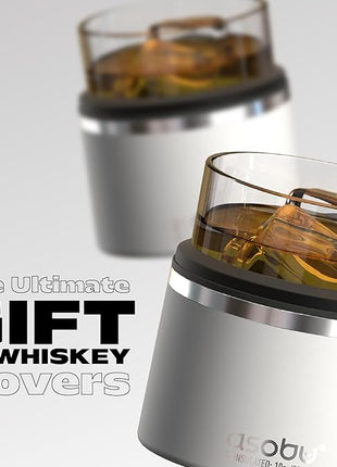 asobu Whiskey Sleeve Glass – Insulated Bourbon Tumbler with Premium Rocks Glass, BPA-Free, Double-Wall Stainless Steel, Keeps Drinks Cold Longer, 10.5oz