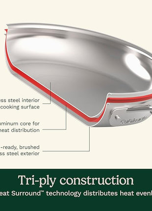 Cuisinart 12-Piece Cookware Set, MultiClad Pro Triple Ply Stainless Steel Cookware Set, Heat Surround Technology, Cool Grip Stick Handles, Oven Safe Up to 500°F, MCPS-12N, Silver