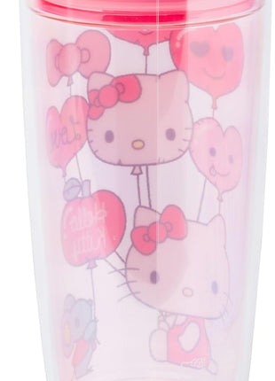 Silver Buffalo Sanrio Hello Kitty Valentine’s Day Heart Balloons Double Wall Travel Tumbler with Slide Close Lid, 20 Ounces