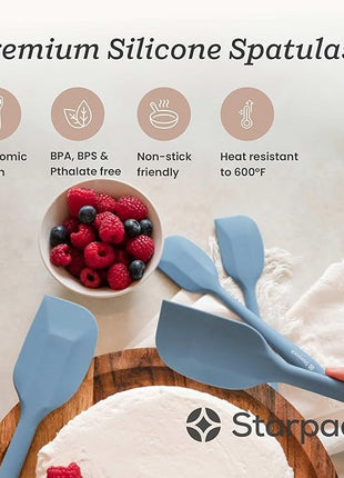StarPack 'Scrape & Stir' Silicone Spatula Set (4 Pcs) - Heat Resistant Spatula Set 600°F - Food Grade Kitchen Spatulas - Nonstick Silicone Baking & Cooking Spatulas - Rubber Turner Set for Kitchen Use