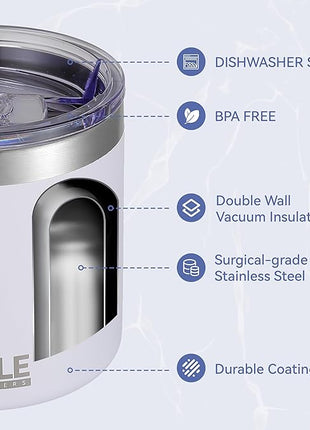 HASLE OUTFITTERS 10oz Insulated Tumblers with Lid and Straw,Stainless Steel Tumbler Travel Coffee Mug,Double Wall Reusable Tumbler Cup for Iced and Hot Drinks(White,12 Pack)