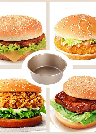 3PCS Air Fryer Mini Pie Pan Tart Tins, Jumbo Muffin Cupcake Pan 4 Inch Hamburger Bun Mold, Non-Stick Air Fryer Egg Baking Pan Individual Mini Cake Cups for Baking