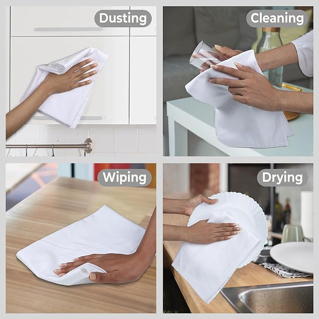 Urban Villa Kitchen Towels Set of 6 fall dish towels for kitchen 100% Cotton White Color Dish Cloths 20''X30'' Large Multi-Purpose Kitchen Hand Towels Highly Absorbent Kitchen Towels with hanging Loop