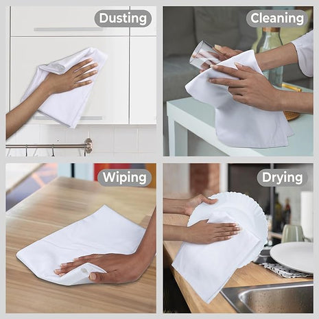 Urban Villa Kitchen Towels 100% Cotton White Color Dish Towels for Kitchen Size 20x30 inches(Set of 3) Highly Absorbent Mutiuse Dish Cloths with Hanging Loop Quick Drying Soft Hand &TeaTowels