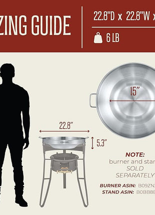 Concord Stainless Steel Comal Frying Bowl Cookware (22"), silver (S4008 S4812 S5612)