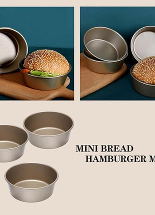 3PCS Air Fryer Mini Pie Pan Tart Tins, Jumbo Muffin Cupcake Pan 4 Inch Hamburger Bun Mold, Non-Stick Air Fryer Egg Baking Pan Individual Mini Cake Cups for Baking