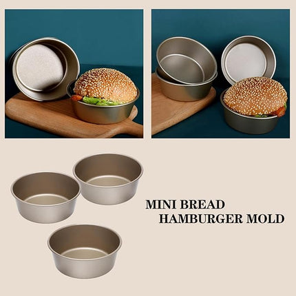 3PCS Air Fryer Mini Pie Pan Tart Tins, Jumbo Muffin Cupcake Pan 4 Inch Hamburger Bun Mold, Non-Stick Air Fryer Egg Baking Pan Individual Mini Cake Cups for Baking