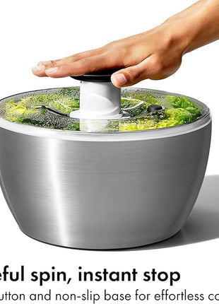 OXO Good Grips Stainless Steel Salad Spinner, 6.34 Qt.