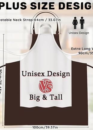 2 Pcs Plus Size Chef Apron, Unisex Professional Apron with 2 Pockets for Cooking, Work, Baking (Larger Size)