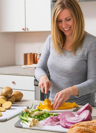 Cutting Boards for Kitchen - BPA-Free Chopping Board - Different Sizes & Non Slip Handles - Reversible, Large Cutting Board Set - Unique Gifts for Cooks Who Have Everything - 3-Pack Gray