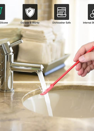 Mini Spatula Silicone Spatula Set - 4pcs Small Makeup Scrapers for Cosmetics, Reusable Beauty Tiny Tools, Thin Jar Scraper, Get the Last of the Makeup Out of the Bottle(Red)