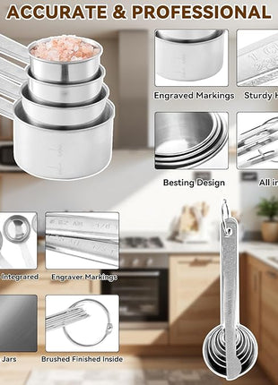 Hand Mixer Electric Mixing Bowls Set, 5 Speeds Handheld Mixer with 4 Nesting Stainless Steel Mixing Bowl, Measuring Cups Spoons 200W Kitchen Blender Whisk Beater Baking Supplies For Beginner