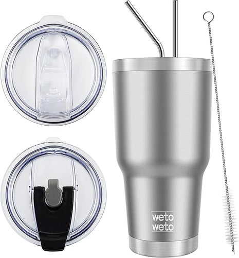 WETOWETO 30 oz Tumbler Stainless Steel Vacuum Insulated Coffee Ice Cup Double Wall Vacuum Coffee Tumbler for Hot and Cold drinks, Suitable for Beach, Travel, Party, Office (Stainless, 1 Pack)