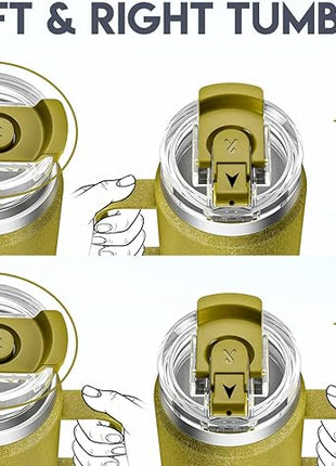 Meoky 40oz Tumbler with Handle, Stainless Steel Travel Mug with 2-in-1 Straw and Sip Lid, Vacuum Insulated Coffee Mug, 100% Leak Proof, Keeps Cold for 34 Hours or Hot for 10 Hours (Forest)