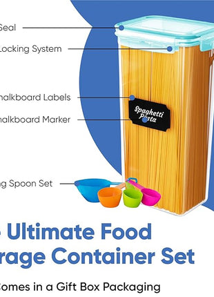 Chef's Path Airtight Food Storage Containers with Lids, 24 pcs (Teal Color) Plastic Kitchen and Pantry Organization for Dry Food, Flour and Sugar, BPA Free