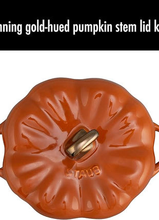 STAUB Ceramic 0.75-qt Petite Pumpkin, Oven & Stove Safe up to 572°F, Pumpkin Dish, Baking Candy Burnt Orange