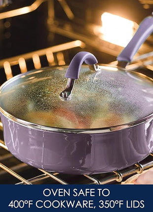 Rachael Ray Cucina Nonstick Cookware Pots and Pans Set, 12 Piece, Lavender Purple