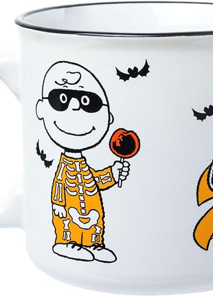 Silver Buffalo Peanuts Halloween Costumes Featuring Charlie Brown, Snoopy, Woodstock, Lucy, and Linus Ceramic Camper Mug, 20 Ounces