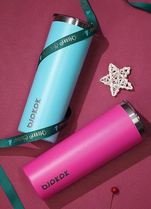 BJPKPK 2 Pack 20oz Skinny Tumblers with Lid Insulated Travel Coffee Cup Stainless Steel Thermal Mug,Turquoise,Turquoise