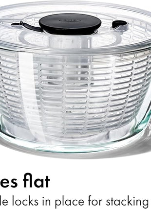 OXO Good Grips Glass Salad Spinner - Large 6.22-Qt Lettuce & Fruit Washer, Borosilicate Glass Bowl, BPA-Free, Easy Pump