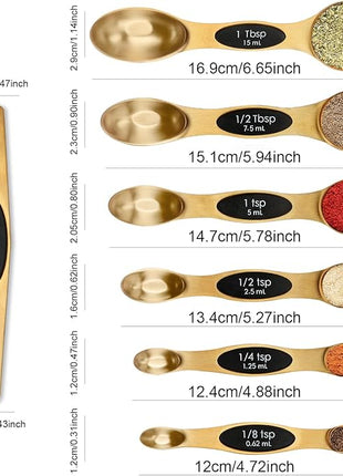 Magnetic Measuring Spoons Set Stainless Steel with Leveler, Stackable Metal Tablespoon Measure Spoon for Baking, Measuring Cups and Spoon Set Kitchen Gadgets Apartment Essentials Fits