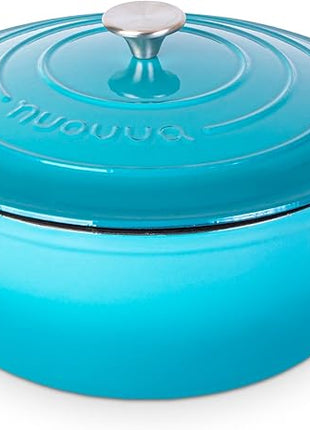 Cast Iron Dutch Oven with Lid – Non-Stick Ovenproof Enamelled Casserole Pot – Sturdy Dutch Oven Cookware – Blue, 7.3-Quart, 30cm – by Nuovva