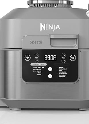 Ninja SF301 Speedi Rapid Cooker & Air Fryer, 6-Quart Capacity, 12-in-1 Functions to Steam, Bake, Roast, Sear, Sauté, Slow Cook, Sous Vide & More, 15-Minute Speedi Meals All In One Pot, Sea Salt Gray