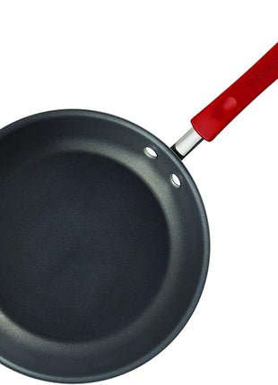 Rachael Ray Brights Hard Anodized Nonstick Frying Pan / Fry Pan / Hard Anodized Skillet - 12.5 Inch, Gray with Red Handles
