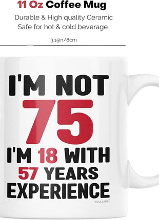 75th Birthday Coffee Mug - 75th Birthday Gifts for Men and Women - Vintage 1950, Best Gifts for Her, Him, Mom, Dad, Grandma, Grandpa - 75 Year Old Man or Woman, 75th Bday Presents Ideas 11oz Cup