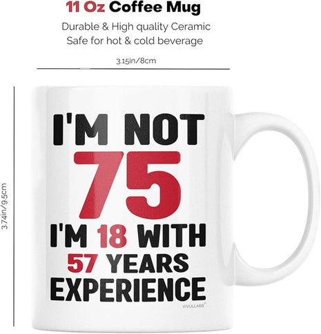 75th Birthday Coffee Mug - 75th Birthday Gifts for Men and Women - Vintage 1950, Best Gifts for Her, Him, Mom, Dad, Grandma, Grandpa - 75 Year Old Man or Woman, 75th Bday Presents Ideas 11oz Cup