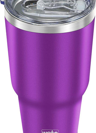 WETOWETO 30oz Tumbler, Stainless Steel Vacuum Insulated Water Coffee Tumbler Cup, Double Wall Powder Coated Spill-Proof Travel Mug Thermal Cup for Home Outdoor (Purple, 1 Pack)