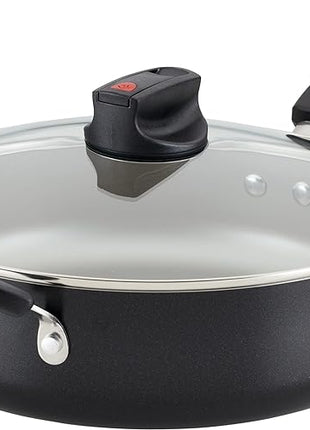 Farberware Smart Control Nonstick Jumbo Cooker/Saute Pan with Lid and Helper Handle, 6 Quart, Black