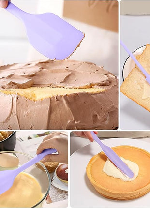 5 Piece Purple Silicone Spatula Set, Heat Resistant Rubber Spatulas Set, Silicone Kitchen Utensils Set Dishwasher Safe for Nonstick Cookware