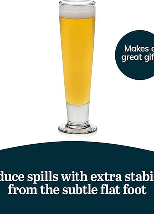 Libbey Stockholm Pilsner Beer Glasses Set of 4, 14.5oz, Tall Pint Glasses for Pilsner, Kolsch, Lager, and More, Unique Beer Gift Set