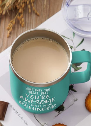 NOWWISH Gifts for Her, Sometimes You Forget You're Awesome Coffee Mug, Inspirational Gifts, Thank You Appreciation Gifts for Coworker, Teacher, Mom, Wife, Sister - Green