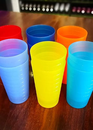22-ounce Plastic Tumblers Unbreakable BPA Free Dishwasher Safe Set of 12 in Multicolors Reusable Drinking Cups