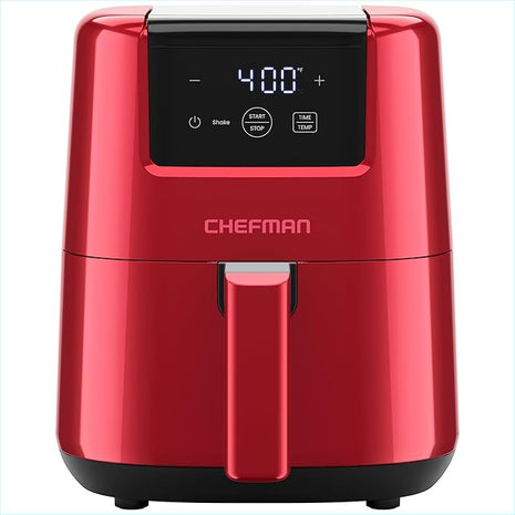 CHEFMAN 2 Qt Mini Air Fryer – Digital Space-Saving Compact Air Fryer with Nonstick and Dishwasher Safe Basket, Quick & Easy Meals in Minutes, Features Digital Timer and Shake Reminder – Red