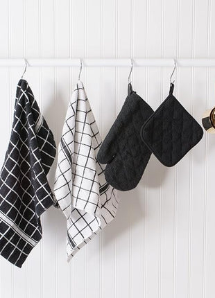 DII Basic Terry Collection 100% Cotton Quilted, Oven Mitt, Black, 2 Piece