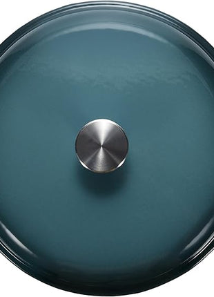 Amazon Basics Cast Iron Dutch Oven Pot with Lid, Enameled, Round, Dual Handles, Heavy-Duty, Large, 7.3-Quart, Gray