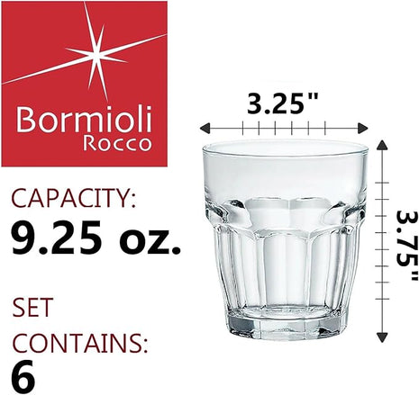 Bormioli Rocco Rock Bar Stackable Rocks Glasses, Set of 6, 9 1/4oz.