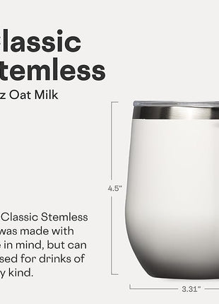 Corkcicle Stemless Wine Tumbler - Keeps Drinks Cold for 6 Hours - Triple-Insulated Stainless Steel - Non-Slip Base - Summer Drinkware Gift - Keeps Drinks Ice Cold - 12 oz - Oat Milk