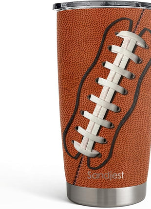 SANDJEST Football Tumbler 20oz Stainless Steel Insulated, Travel Coffee Cup, Sport Tumblers Gifts for Football Lovers, Men Women, Coach, Birthday, Christmas