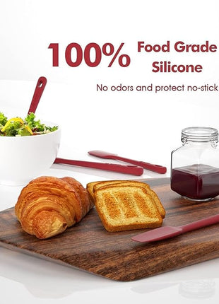 4 Pieces Silicone Spatula Set, Food Grade Rubber Spatula, Upgrade Strong Handle with Ergonomic Grip, Heat Resistant for Nonstick Cookware, Cooking